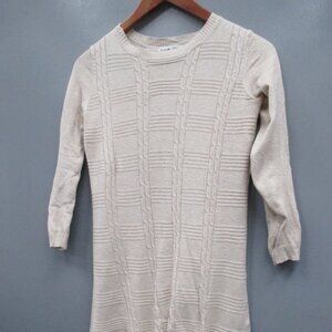 Shein Girls Dress Size 7Y Beige Color Round Neck Long Sleeve Sweater Dress